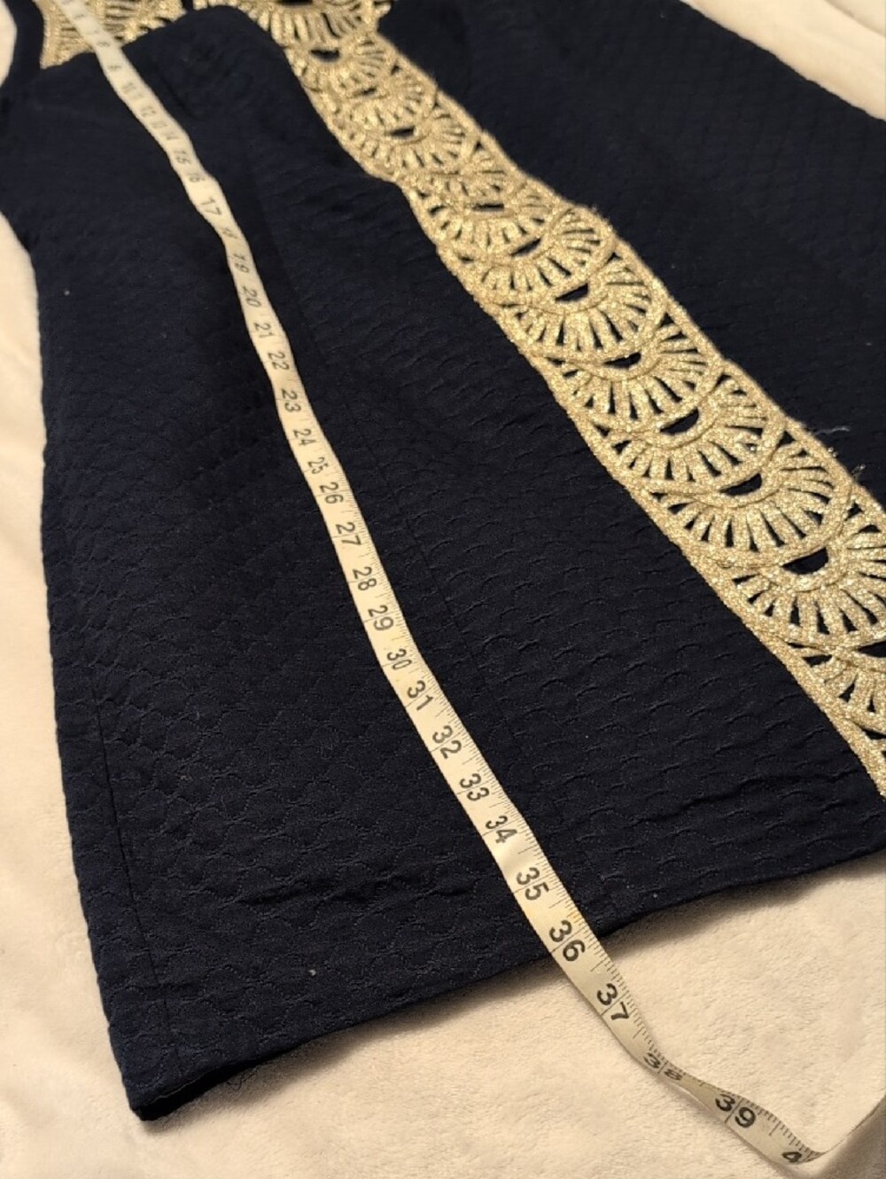 Lilly Pulitzer Black Mini Dress with Gold Embellished Panel - Picture 4 of 8